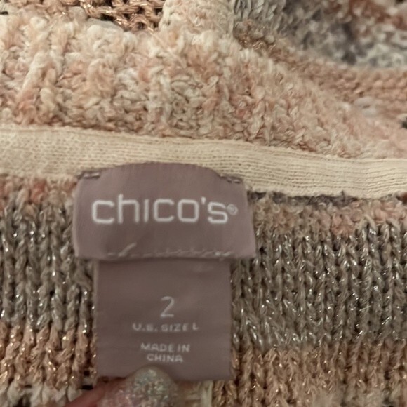 Chico’s Striped Mixed Yarn Cardigan Sweater - Picture 4 of 9